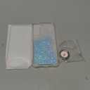 NZND Designed for Samsung Galaxy S21 FE 5G Phone Case with Tempered Glass Screen Protector, Ring Holder/Wrist Strap Lanyard, Glitter Flowing Liquid Women Girls Cute Case (Mint)