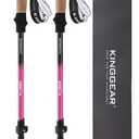 KINGGEAR Nordic Walking Stick, TP1 Hiking Poles Retractable Lightweight 7075 Aluminum, Trekking Poles with Flip Lock, Natural Cork and EVA Grip, 2pc Hiking Gear (Pink)