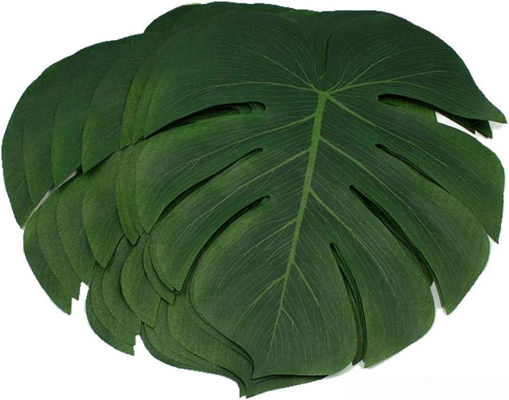 36Pcs Artificial Tropical Palm Leaves Large Size Bonus 2 Sheets/40pcs Dot Glues,Fake Faux Palm Leaves Hawaiian Party Jungle Beach Theme Decorations Table Leave Accessories Decors 36 Large Leaves