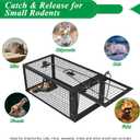 2 Packs Humane Rat Trap Outdoor Mouse Traps Indoor Use, Rodent Chipmunk Traps for Small Live Animal Catch and Release - Black