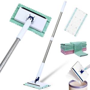 Snap Grip Mini Mop, Convenient Cloth Changing Mini Mop, with 10 Reusable Cloths, Stainless Steel, One-Click Replacement Design, for Multi Cleaning