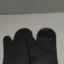 Extra Long Silicone Oven Mitts, Heat and Slip Resistant Oven Mitts with Soft Cotton Lining Non-Slip Textured Grip, Long Flexible Thick Gloves for BBQ, Baking, Cooking, 12.59 inches, Black