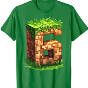 Fun 6th Birthday Number 6 Video Gamer Pixel Themed Bday Boys T-Shirt