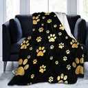 Cute Dog Paws Prints Throw Blanket Ultra Soft Warm All Season Golden Animal Footprints Decorative Fleece Blankets for Bed Chair Car Sofa Couch Bedroom 50"X40"
