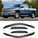 Window Rain Guards for 2007-2013 Chevy Silverado & GMC Sierra 1500 for Extended Cab, Window Visor Vent Wind Shade Deflector Shield Protector Sun for 07-14 Silverado & Sierra 2500 HD/ 3500 HD, Tape-on