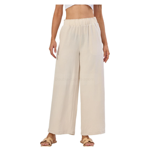 Women's Wide Leg Pants Straight Leg Trousers,Summer Beach Pants Fit for Casual and Work Size M