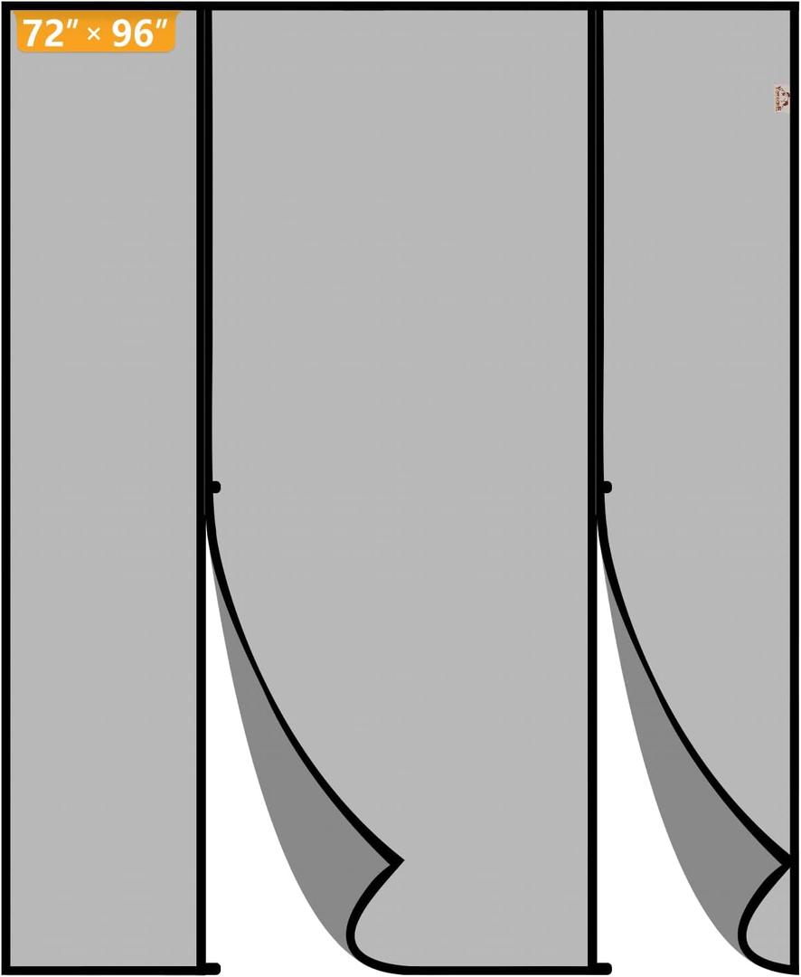 Yotache Magnetic Screen Door Fits Door Size 72"x96", Screen Size 74"x97" Double-Sided Opening Reinforced Mesh with Strong Magnets for Balcony, French, Sliding Glass Door (Black)