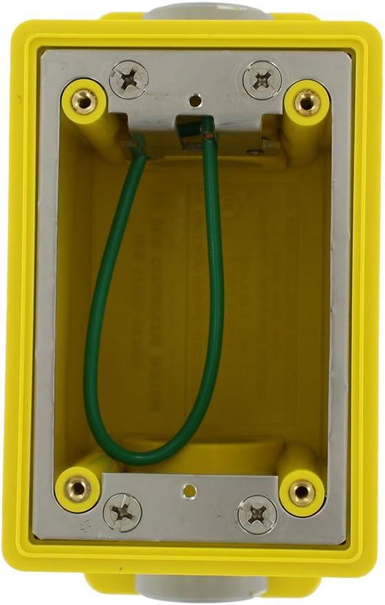 Leviton FDBX1-Y FD Box, Single-Gang, 26.0 Cubic Inch Capacity, 1-Inch NPT Openings, Includes Plugs and Stainless Steel Device Mounting Plate, Yellow