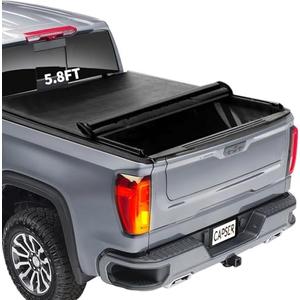 CAPSER Chevy/GMC Soft Roll Up Tonneau Cover Compatible with 2019-2025 Silverado/Sierra 1500 Fleetside 5.8FT Truck Bed