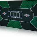 CONTINUE Upgraded Waterproof Poker Mat for 6 Players - Texas Hold'em & Blackjack - Anti-Slip Rubber Table Top Layout with Carrying Bag (47 x 24) (Dark Green)