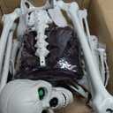 5.4FT Halloween Full Body Skeleton Decorations with Glowing Eyes, Life Size Skeleton with Movable Joints for Halloween Decorations Indoor/Outdoor Haunted Houses (white)