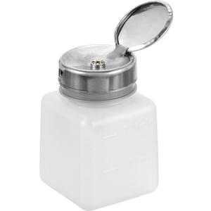 sourcing map Solvent Alcohol Dispenser 120ml(4oz) Nail Polish Remover Push Down Liquid Dispenser Pump Bottle with Stainless Steel Press Head for Acetone Solution, White