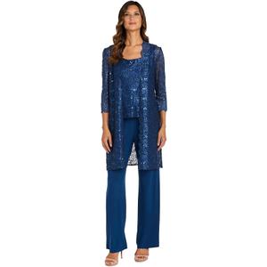 R&M Richards Women's Elegance De Nuit Pant Set, Peacock, Size 10 Petite