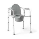 Medline 3-in-1 Steel Folding Bedside Commode, Removable Bucket & Seat, Gray