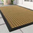 MontVoo-Door Mat Outside Entrance Outdoor Indoor Front Doormat for Entryway-Durable Rubber Backed Welcome Entry Mat Non Slip Dirt Trapper Absorbent-Yellow 17x30''