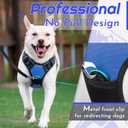 Eagloo Dog Harness for Large Dogs, No Pull Service Vest with Reflective Strips and Control Handle, Adjustable and Comfortable for Walking, No Choke Pet Harness with 2 Metal Rings, Blue, L