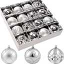 3.15" Silver Christmas Ball Ornaments Set, 16pc Silver Xmas Tree Ornaments Decoration, Shatterproof Large Decorative Hanging Balls with Loop for Christmas Party Holiday Wreath Garland Home Decor