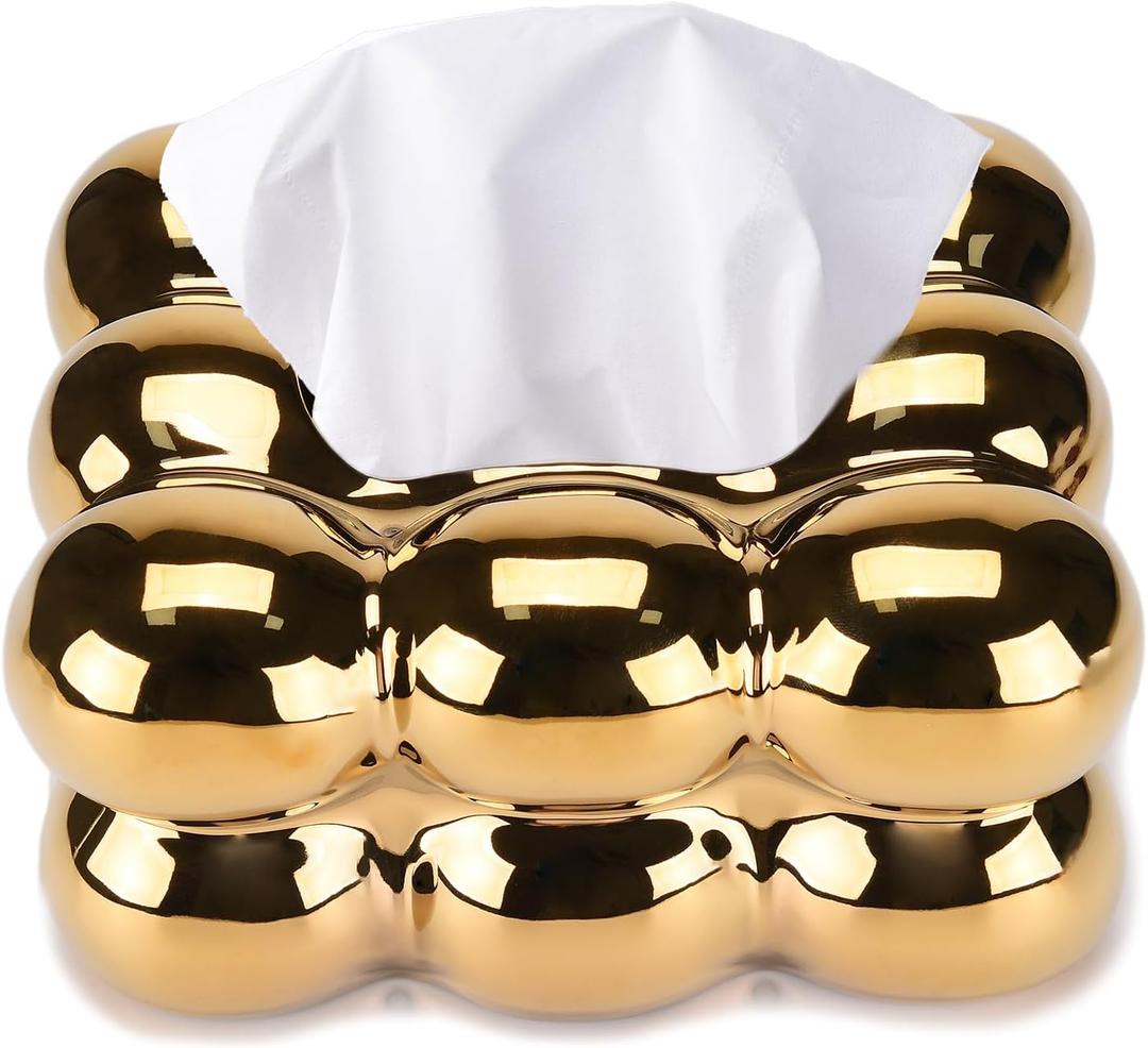 Electroplated Ceramic Tissue Box for Bathroom, Dresser, Living Room, Dining Room, Modern Gold Home Decoration TQGJNY49  Electroplated Ceramic Tissue Box for Bathroom, Dresser, Living Room, Dining Room, Modern Gold Home Decoration TQGJNY49