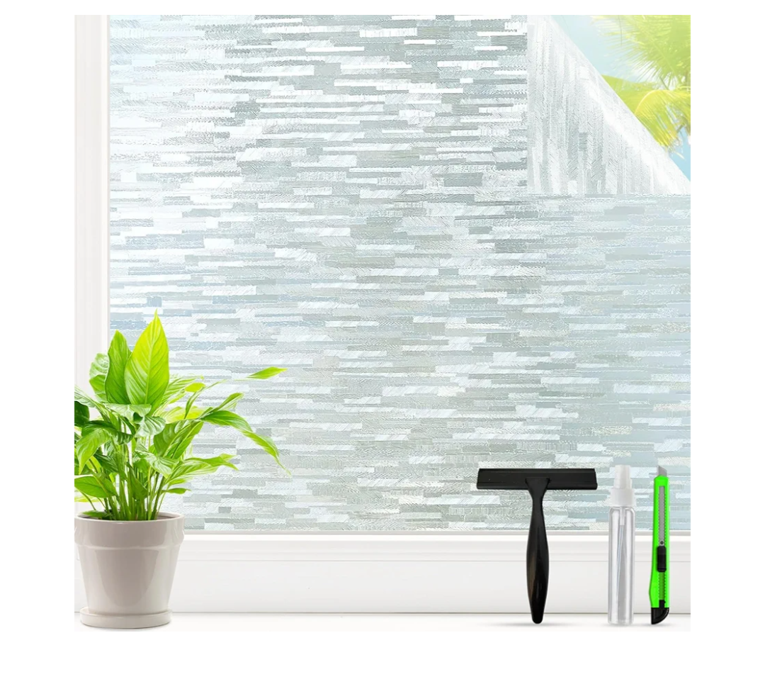 Frosted Glass Window Privacy Film Decorative, Bathroom Window Privacy Film for Glass Windows Cover, Static Cling, Removable, Reusable, Anti-UV, Anti-Glare, Heat Blocking, 17.5 Inch by 78.74 Inch