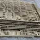 TAIMEI&G02 12x12x12inch Plastic Wicker Cube Baskets Large Square Foldable Handwoven Laundry Organizer Set of 4, Ivory