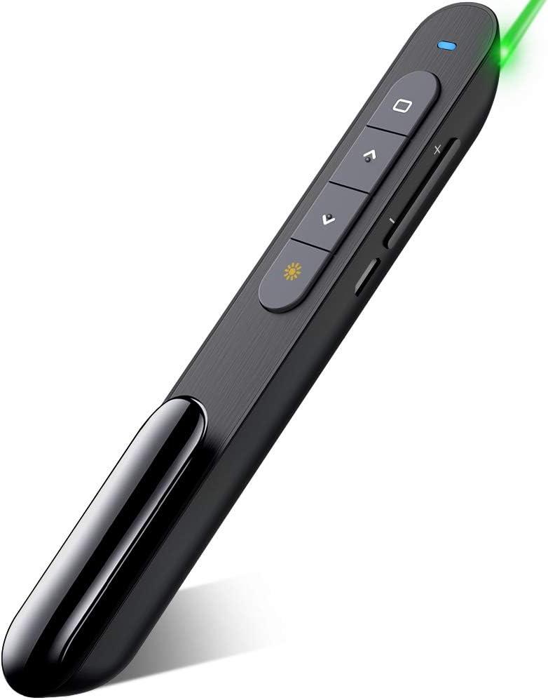 Bluetooth Green Light USB Rechargeable Presentation Remote Powerpint Clicker