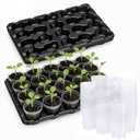 homenote 3 Inch Seed Starting Trays with Clear Nursery Pots, 5-Pack 20-Cell Seedling Starter Trays & 3" Nursery Pots 100 Pcs with Drainage, Plant Starter Germination Trays for Indoor Outdoor Growing
