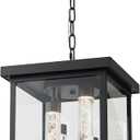 LOUSACE Modern LED Outdoor Pendant Light for Porch, Large 4 Lights Exterior Hanging Light Fixtures, 5CCT Dimmable Black Outside Chandelier Pendant Porch Lights with Clear Glass for Entrance Foyer