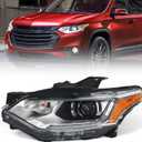 Huray Left HID/Xenon Headlight Fit for Chevy Traverse 2018-2021 L/LS/LT Cloth/LT Leather/RS Model, LH Headlamp with LED DRL Projector OE Factory Replacement for GM2502487 84887857 Driver Side