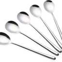 Stainless Steel Soup Spoons Long Handled Spoons Silver Pack of 5 (8.7x1.6 inches)