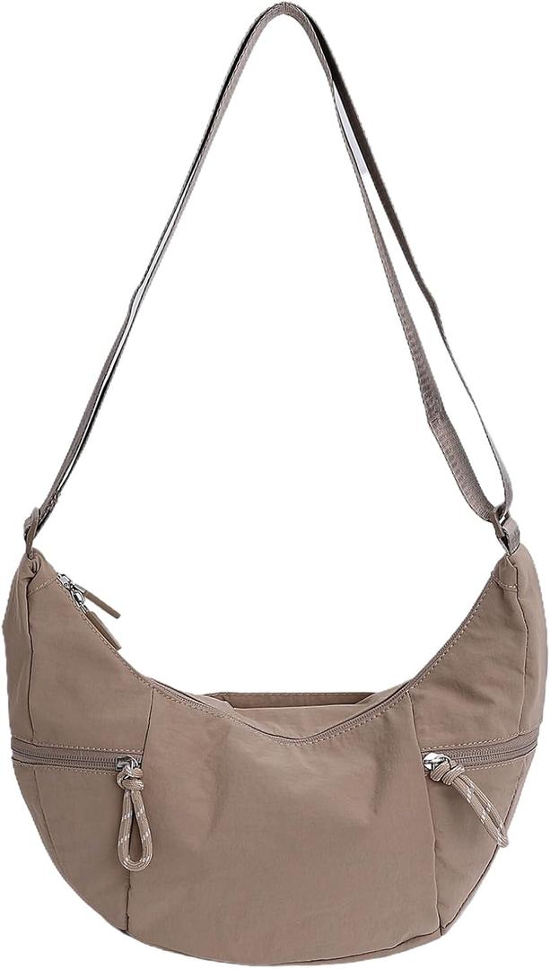 Crossbody Nylon Crescent Bag for Women - Lightweight Small Hobo With 2 Pack Inner Dumpling Bag - Casual