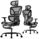 HLDIRECT Ergonomic Mesh Office Chair with Footrest, Lumbar Support(Black)