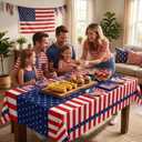 75 Pcs 4th of July Patriotic Party Decorations Set, Red White and Blue USA Flag Paper Plates Napkins Cups Tablecloth and Banner, Memorial Day Veterans Tableware Supplies (Serves 12)
