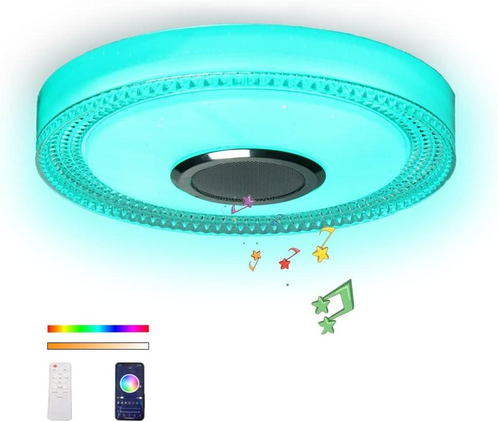 Waterproof Smart LED Shower Ceiling Light Fixture with Bluetooh Speaker,18W 11Inch,3000-6500K Dinmmable RGB Color Changing Music Lamp with App+2.4G Remote Control for Bathroom,Bedroom,Kid Room (Rainbow)