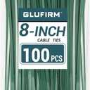 Green Zip Ties 8 inch (100 Pack), 45lb Tensile Strength, Cable Ties for Indoor and Outdoor Use, UV and Cold Resistant Wire Ties for Home, Garden, Fencing, Glufirm