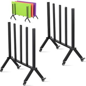 LEIFIDE 2 Pack Pool Float Holder with Rolling Wheels Steel Poolside Storage Organizer Rack for Floaties, Raft, Noodles, Life Vests, Beach Balls(Steel Rack,Black,Large)
