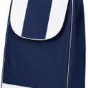 Rolling Shopping Cart with Wheels, Foldable Grocery Trolley Bag, Navy