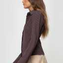 Princess Polly girls Anni Pinstripe Shirt (Brown, S)