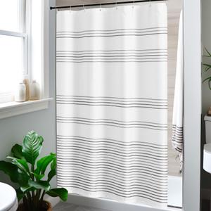 jinchan Small Stall Shower Curtain 48x72 inches Grey and White Modern Farmhouse Striped Waterproof Fabric Shower Curtains for Bathroom with 7 Hooks Machine Washable