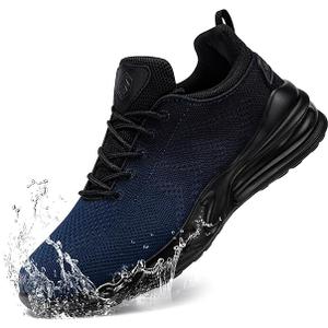 LARNMERN Mens Non Slip Work Shoes Slip On Water Resistant Walking Sneakers Zapatos Trabajo Waterproof Food Service Chef Kitchen (9.5, Beacon Blue)