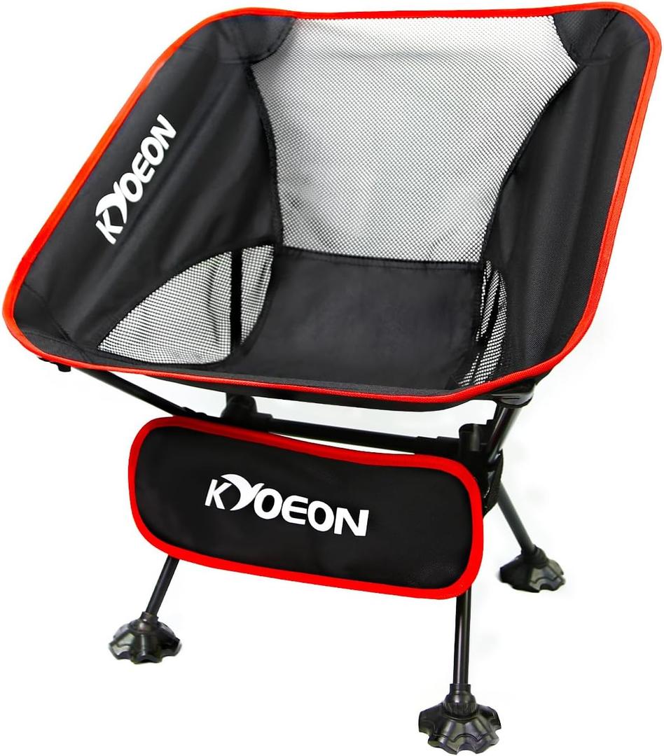 Portable Camping Chair, Ultralight Durable Foldable Chair for Outdoor Camp,Travel, Beach, Picnic, Garden, Sport Sturdy Frame, Comfortable Collapsible Lawn Chair, Supports 330Lbs (Black)