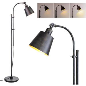 Floor Lamp, Industrial Floor Lamps for Living Rooms & Bedrooms - Rustic Farmhouse Reading Lamp Standing, Adjustable Metal Heads Indoor Task Lighting for Living Room Office Home Dcor (Rustic Black)