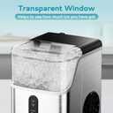EUHOMY Nugget Ice Makers for Countertop with Ice Scoop & Basket, Self-Cleaning Sonic Pebble/Pellet Ice Maker Machine with 35lbs/24H Soft Ice for Home/Kitchen/Office, Stainless Steel, Silver