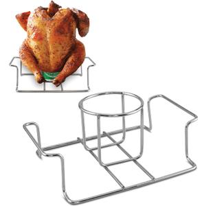Beer Can Chicken Holder for Grill and Smoker, Premium Grade Stainless Steel Beer Chicken Stand with Handle