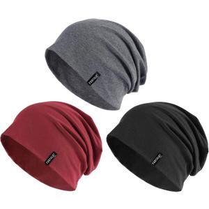FURTALK Slouchy Beanie for Men Women Breathable Cotton Summer Beanie Unisex Running Sleeping Skull Caps Chemo Headwear