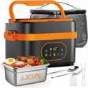 Cordless Electric Lunch Box for Adults, 6.3-Cup Rechargeable Self Heating Lunch Box with Scheduled Heating & Automatic Keep Warm, Portable Food Warmer for Work, Office, Travel & Outdoor Use