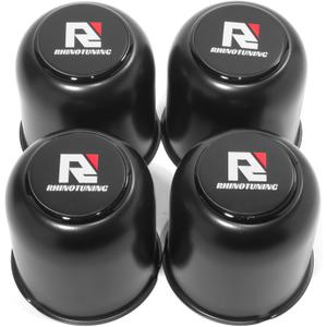 RTrhinotuning 4 PCS 3.27 in Stainless Steel Trailer Wheel Center Caps 3.41 in Tall for Truck SUV RV Rim Center Caps Black Push Through Hub Cover