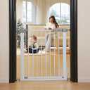 29"-57" Baby and Pet Safety Gate, 30" Tall Metal Walk-Thru Gate for Doorways & Stairs, Easy One-Hand Open, Dual Lock (White, 29" W x 30.5H)