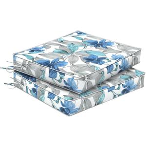 Set of 2 Outdoor Chair Cushions 24 x 24 x 4, Water Repellent Patio Seat Cushion with Removable Cover, All Weather Thick Chair Cushion for WickerSofaOutdoor Furniture,Iris Blue