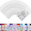 100 Pack Mylar Bags with Clear Window,Food Storage Smell Proof Bags,Scratch Resistant Hand Packaging,Resealable Bags for Small Bussiness Cookies Candy Sample (White, 3.94 * 7.09 inch)