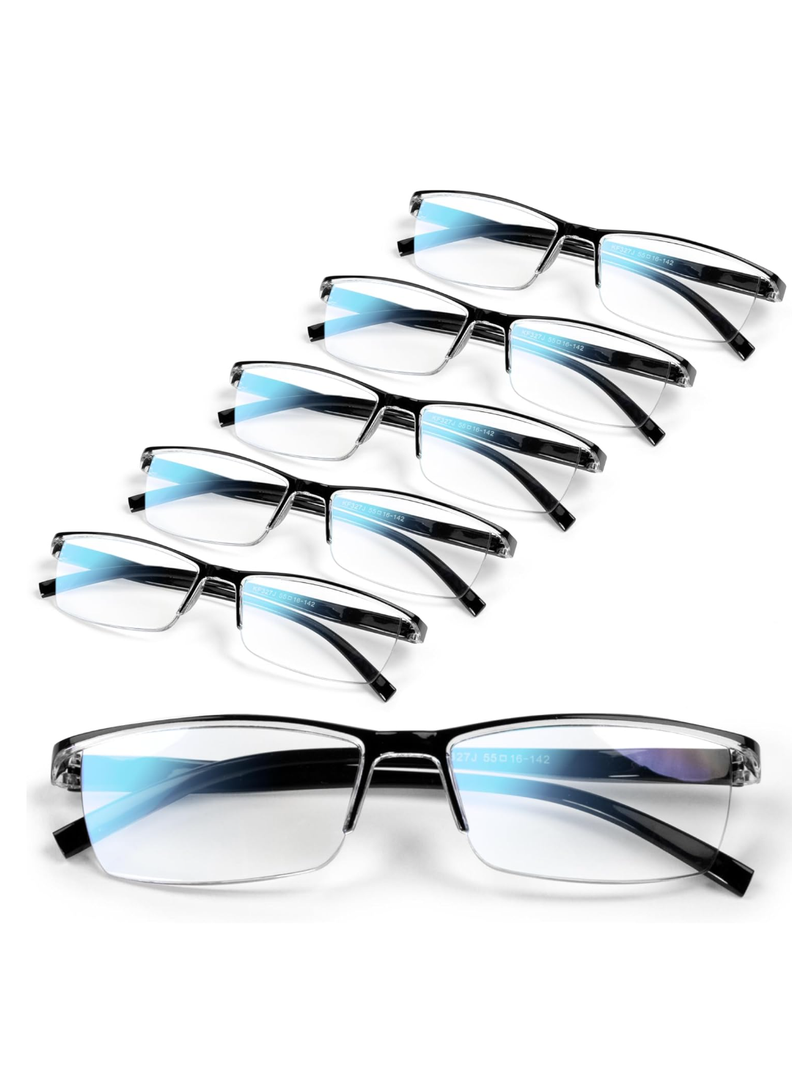 6 pack Executive Style Reading Glasses Men - Durable Readers with 99% Blue Light Blocking - Comfortable Fit with TR90 Frames, +1.75